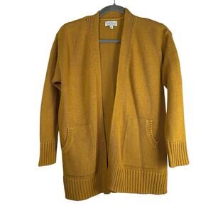 Lucky Brand Sweater Womens Small Gold Yellow Cardigan Open Front Long Sleeve